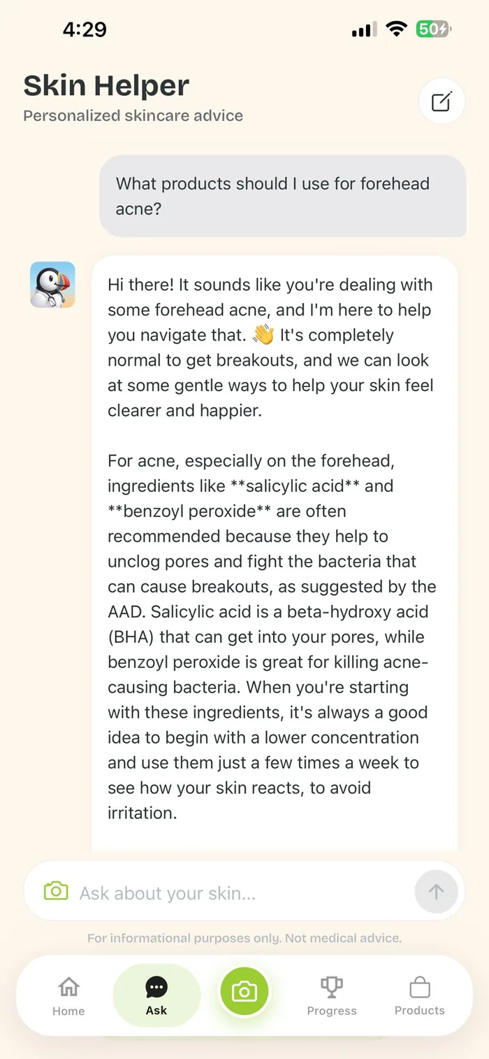 Skin Helper AI chat